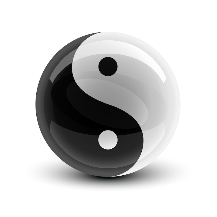Símbolo do Yin e Yang em uma bola brilhante