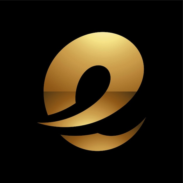 Símbolo dourado da letra e em um ícone de fundo preto 4