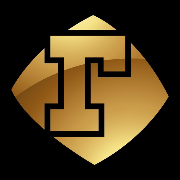Vetor símbolo dourado da letra r em um ícone de fundo preto 4