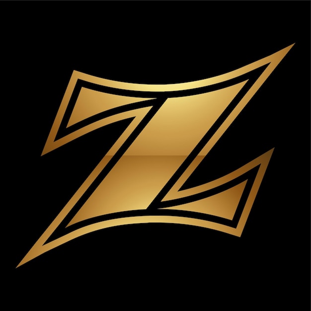 Símbolo dourado da letra z em um ícone de fundo preto 2