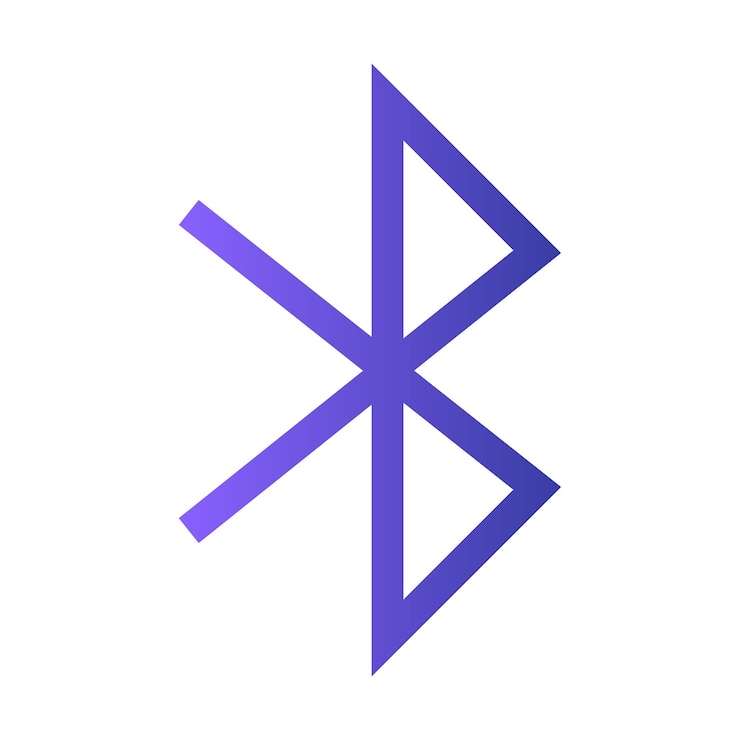 Vetor símbolo estilizado do bluetooth em gradiente roxo representando tecnologia sem fio e conectividade