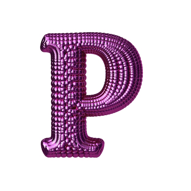 Vetor símbolo feito de balões roxos letra p