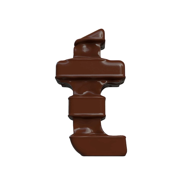 Símbolo feito de chocolate 3d letra t