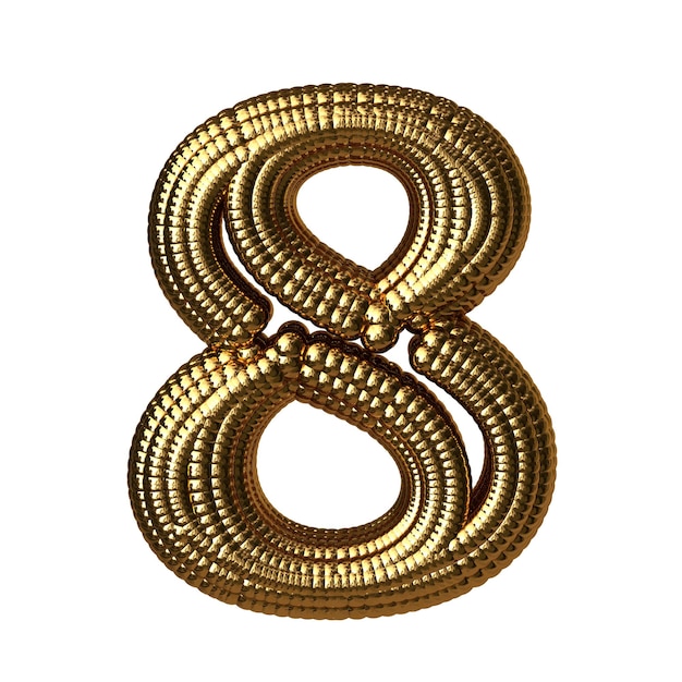Vetor símbolo feito de esferas de ouro número 8