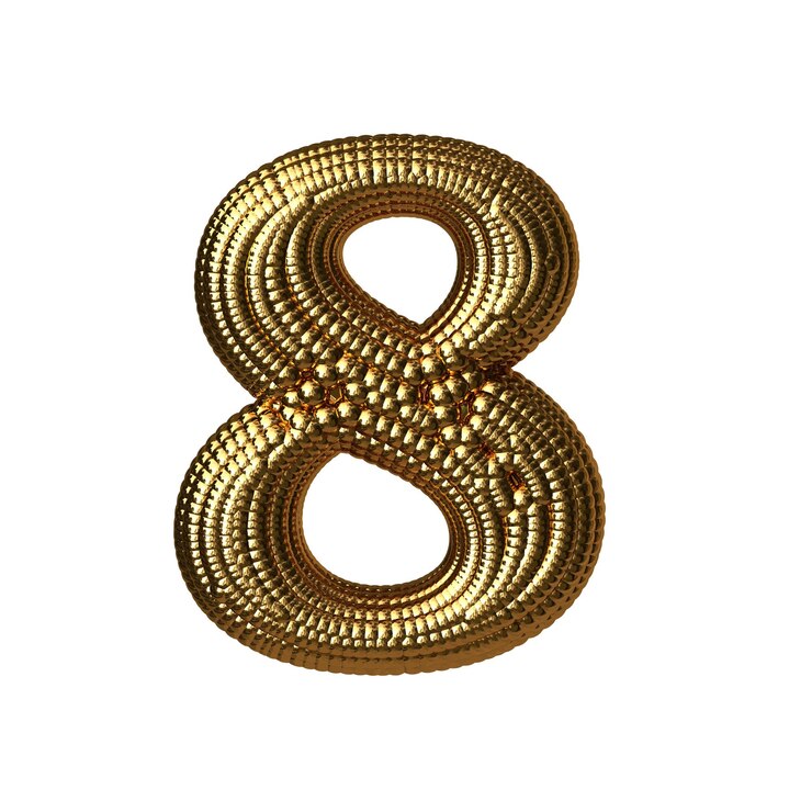 Vetor símbolo feito de esferas de ouro número 8