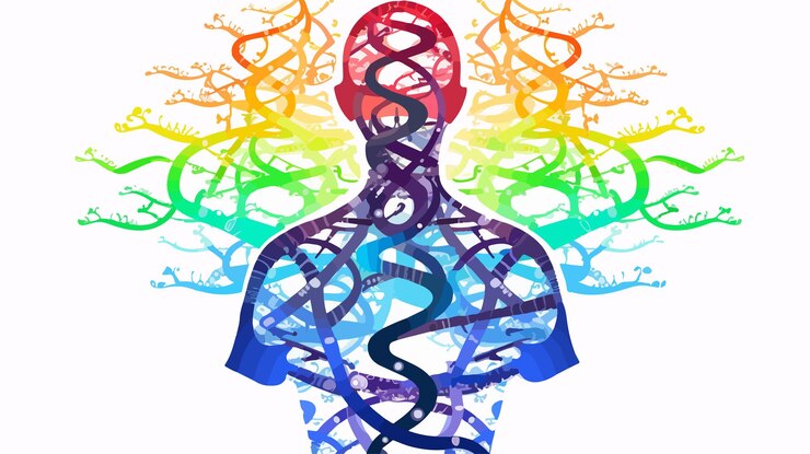 Vetor símbolo médico de caduceus com conceito de pessoa humana