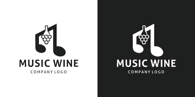 Símbolo musical negativo para garrafa de vinho design de logotipo