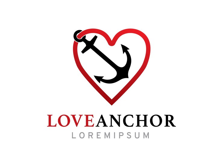 Vetor símbolo ou modelo de ícone do logotipo da âncora e do amor