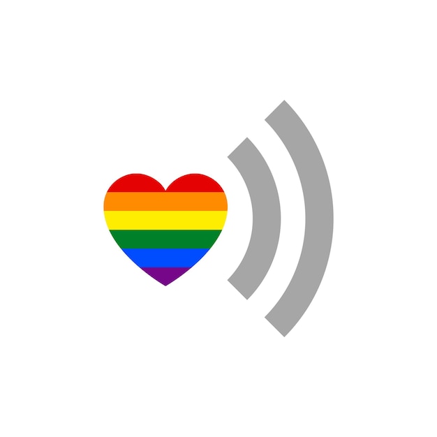Vetor símbolo wi fi com orgulho lgbt da bandeira do arco-íris