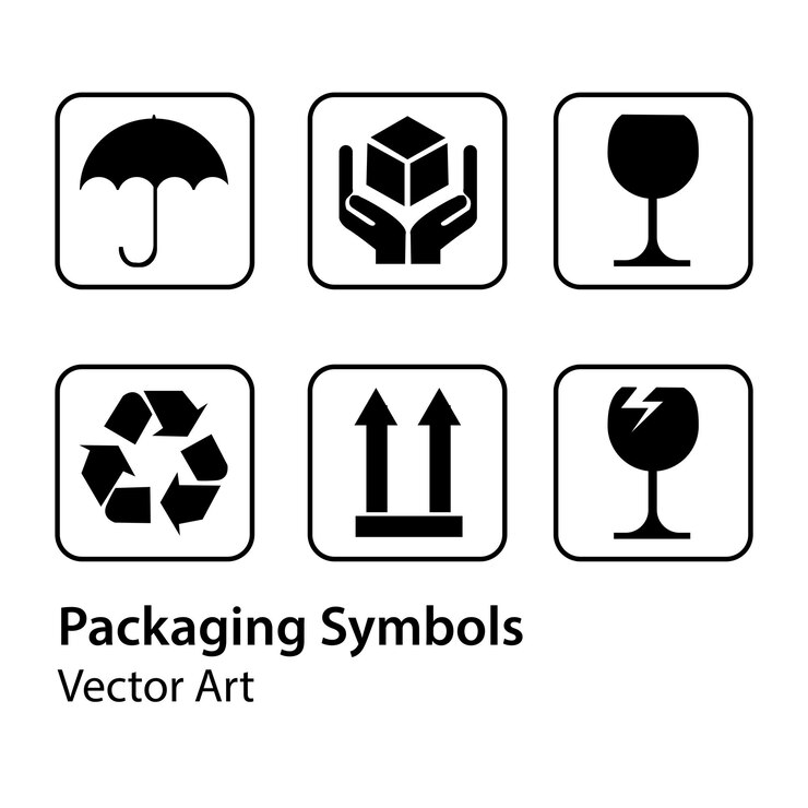 Vetor símbolos de embalagem ícones de arte vetorial