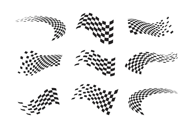 Símbolos de ícone de vetor de bandeira de corrida. modelo de logotipo de bandeira quadriculada de design simples