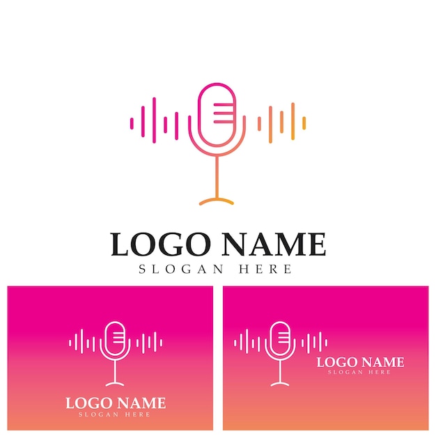 Símbolos de microfone de modelo de vetor de design de ícone de logotipo de podcast