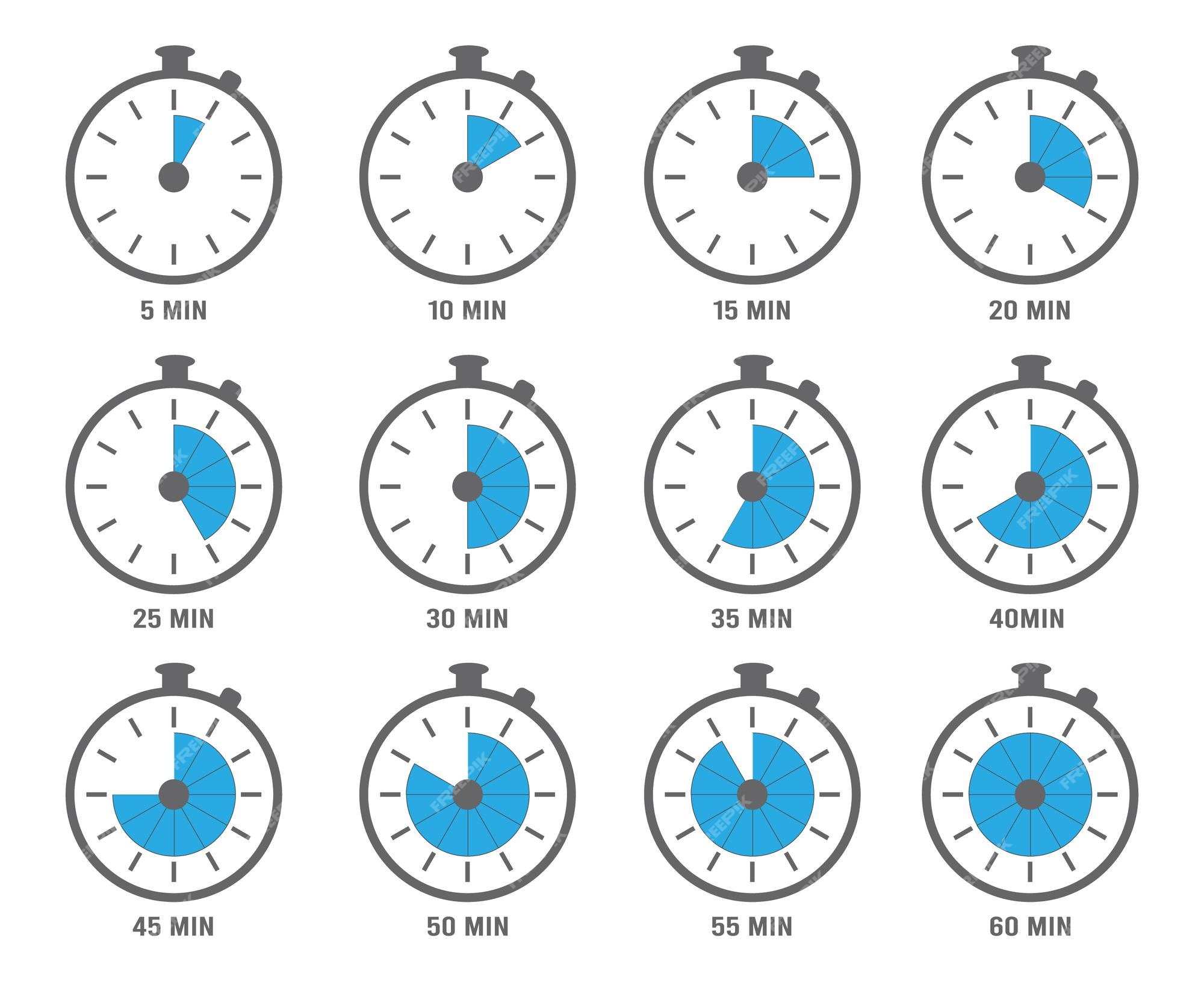 Símbolo De Relógio Preto 5 Segundos 5 Minutos Ou 1 Hora Ilustração Stock -  Ilustração de cronômetro, preto: 246376684