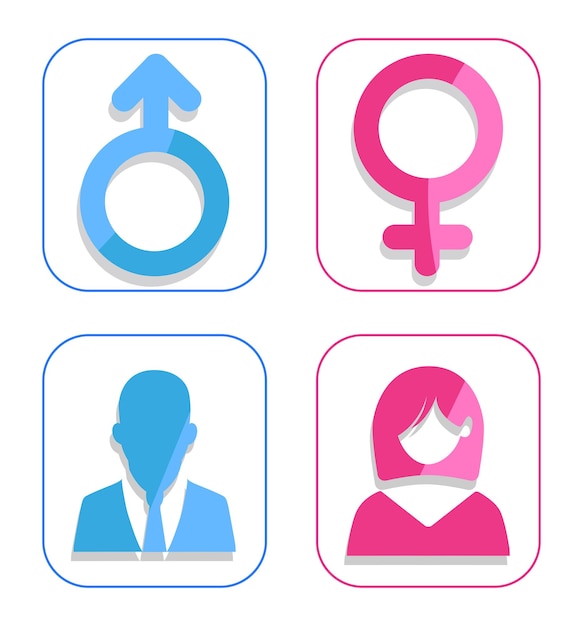 Símbolos femininos masculinos de design plano de vetor livre