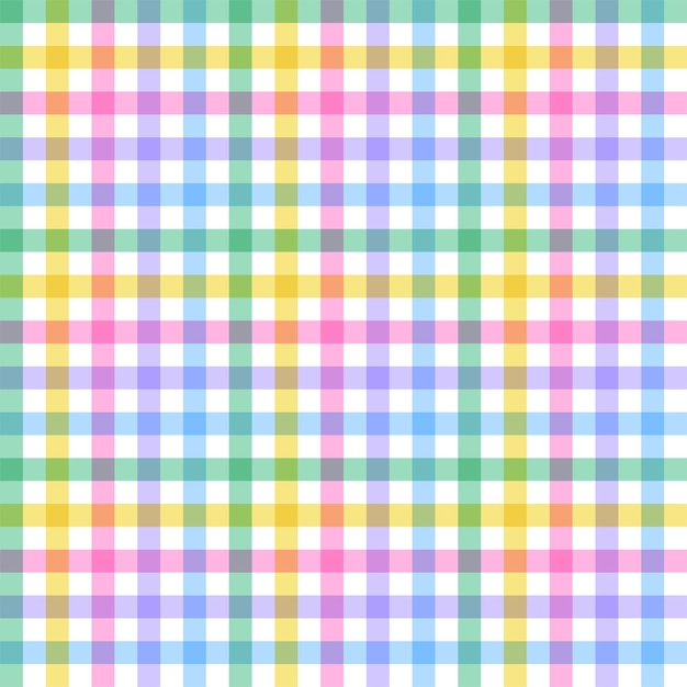 Simples arco-íris pastel xadrez gingham padrão editável traço ilustração tecido tapete tecido têxtil