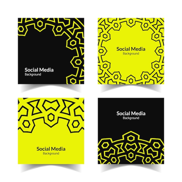 Simples e moderno padrão ornamental amarelo preto quadrado plano fundo de mídia social