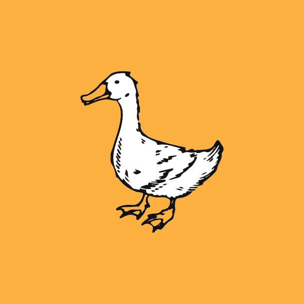 Vetor simples ilustração vetorial de pato mínimo isolada em fundo amarelo