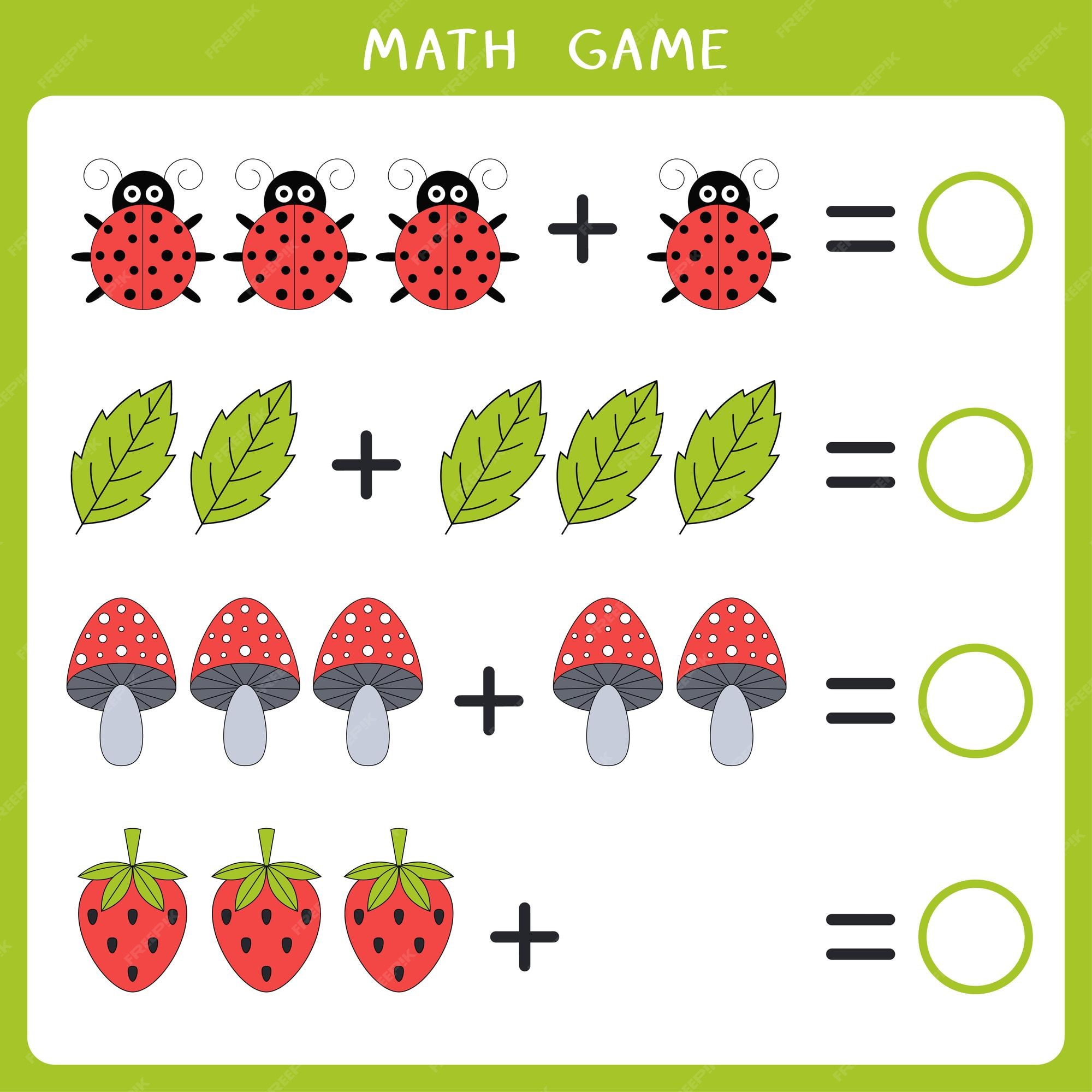 Jogos De Matemática Com Imagens Para Crianças. Planilha Educacional.  Ilustração do Vetor - Ilustração de laser, homework: 193048705