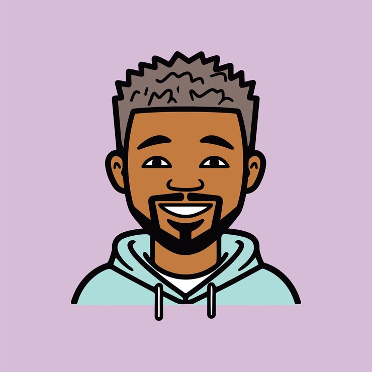 Vetor simples menino preto bonito ith barba vetor ícone
