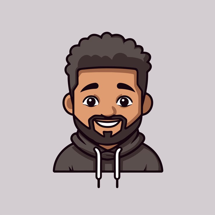 Vetor simples menino preto bonito ith barba vetor ícone