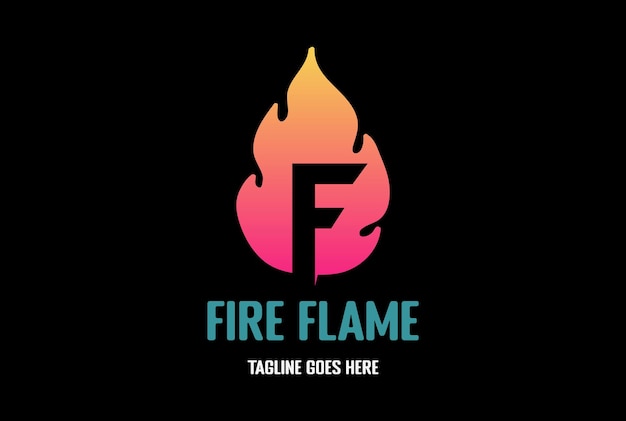 Vetor simples minimalista moderno letra inicial f para design de logotipo quente de queima de chama de fogo