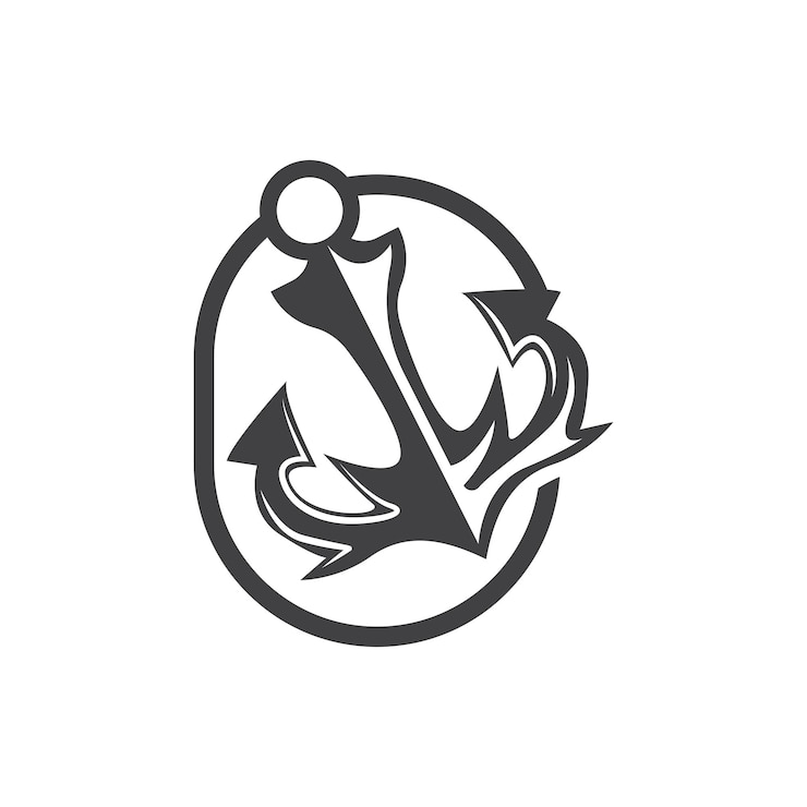 Vetor simples navio âncora logotipo design silhueta vetor ilustração