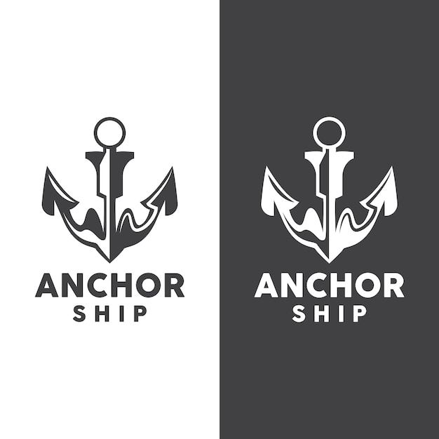 Simples navio âncora logotipo design silhueta vetor ilustração