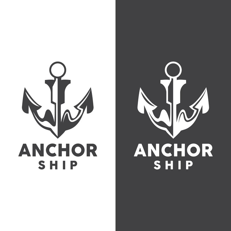 Vetor simples navio âncora logotipo design silhueta vetor ilustração
