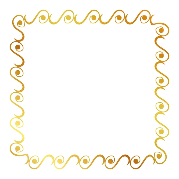 Simples sem costura vetor ouro quadrado dourado desenho à mão esboço borda floral