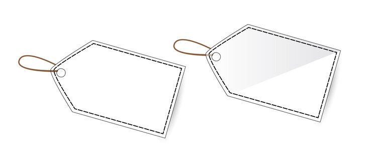 Vetor simples vector set 2 tag em branco branco com sombra suave