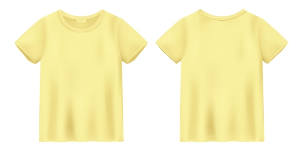 Simulação de camiseta amarela unissex. modelo de design de t-shirt.
