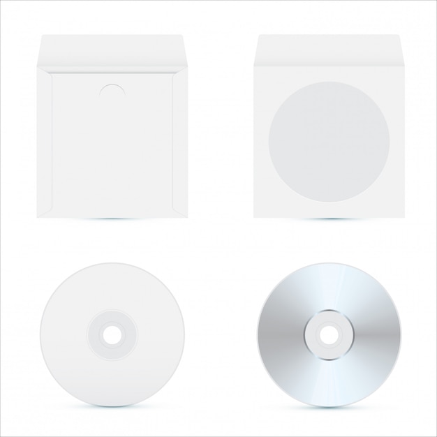 Vetor simulação de cd. design de embalagem realista.