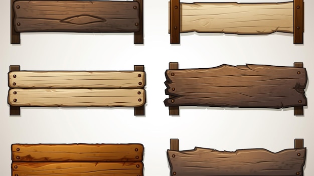 Vetor sinais de madeira com os nomes de diferentes tamanhos