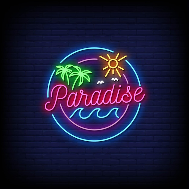 Sinais de néon do logotipo da paradise