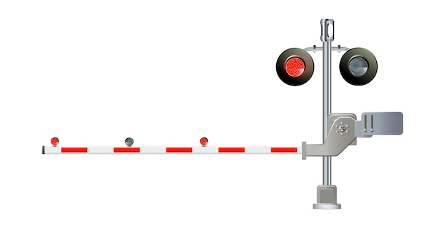 Vetor sinais de trânsito e barreiras de cruzamento de ferrovias são usados na barreira ferroviária leve dos estados unidos