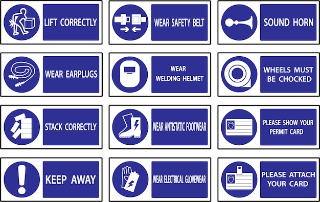 Sinais obrigatórios Sinal de saúde e segurança da construção usado em aplicações industriais