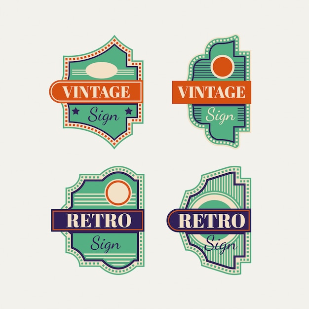 Sinais retrô e sinais de néon vintage coleção colorida
