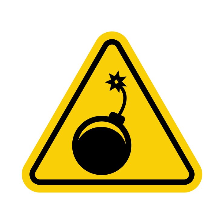 Vetor sinal bomba triângulo amarelo sinal de aviso sinal de aviso bombas sinal de aviso minas sinal de cuidado minas
