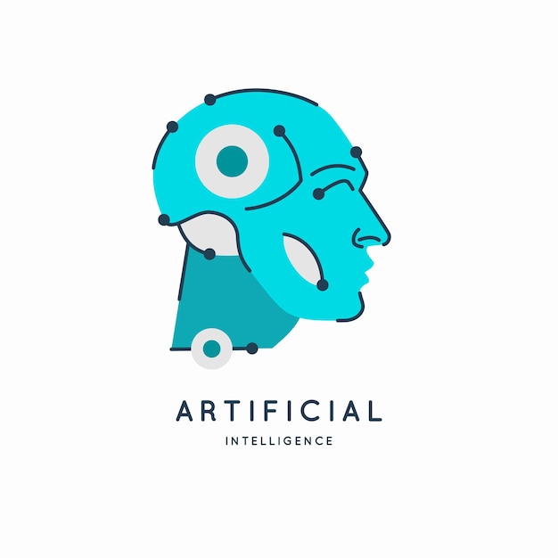 Sinal conceitual de inteligência artificial e logotipo a ilustração vetorial do sistema analítico