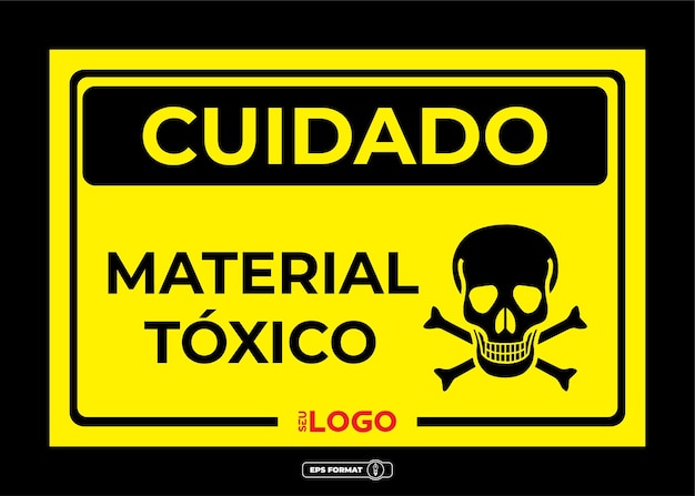 PLACA CUIDADO MATERIAL TÓXICO -  - Loja de Sinalização