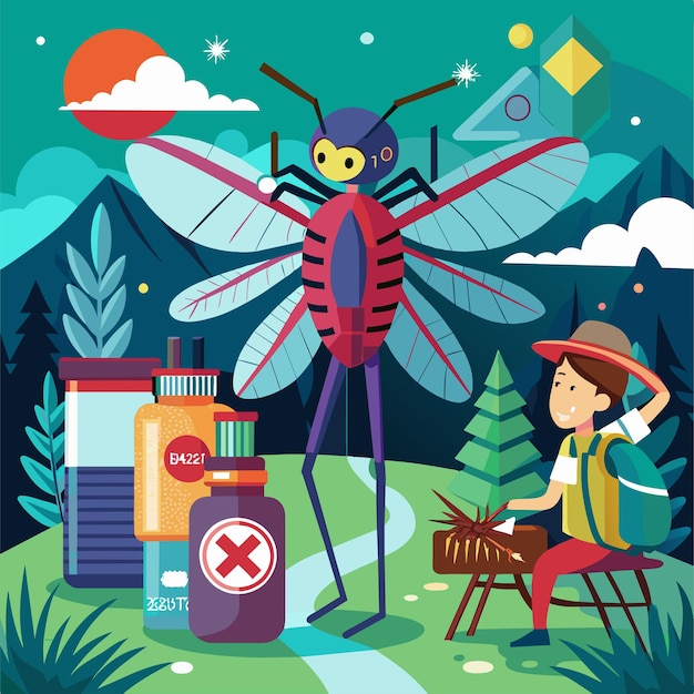 Vetor sinal de alerta de mosquitos com design plano