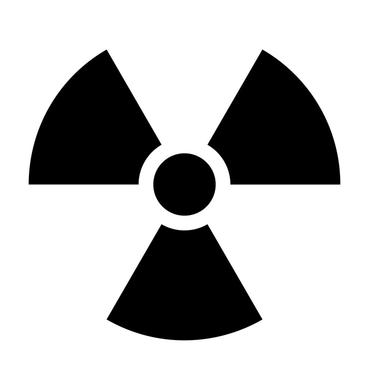 Vetor sinal de alerta de radiação preto e branco símbolo de perigo vetor isolado em branco