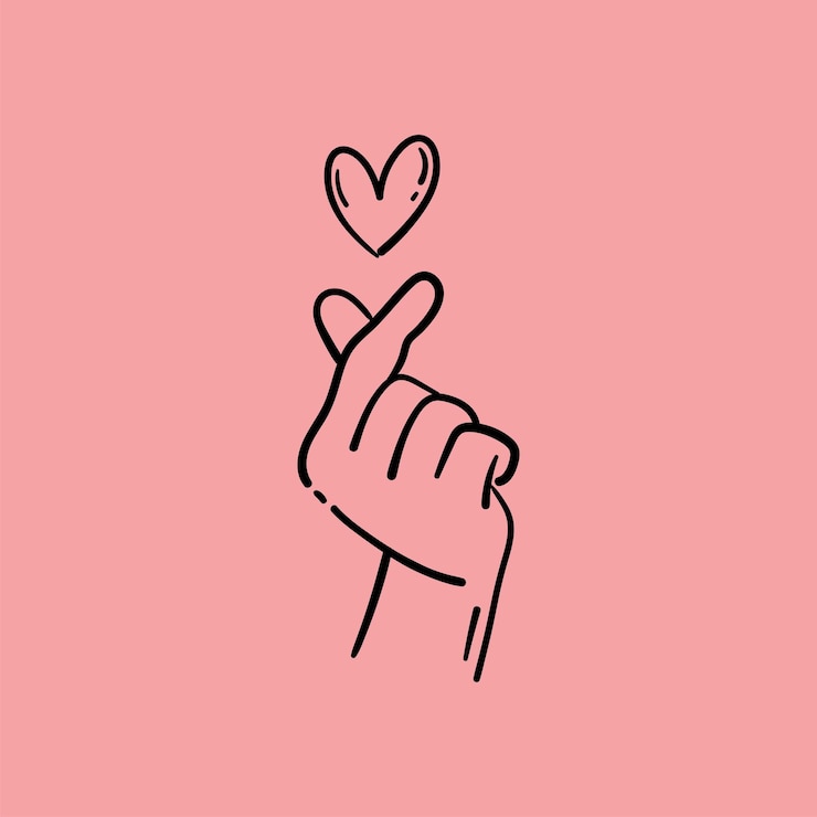 Vetor sinal de amor coreano com dedos desenho de desenho coreano coração mão