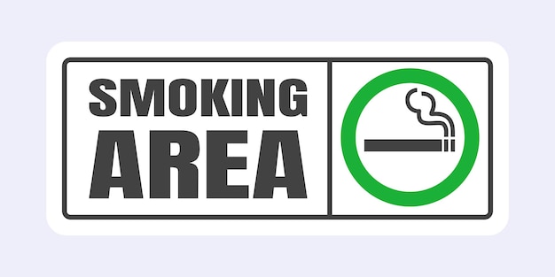 Sinal de área para fumantes sinal de ícone de cigarro círculo verde isolado em fundo cinza claro