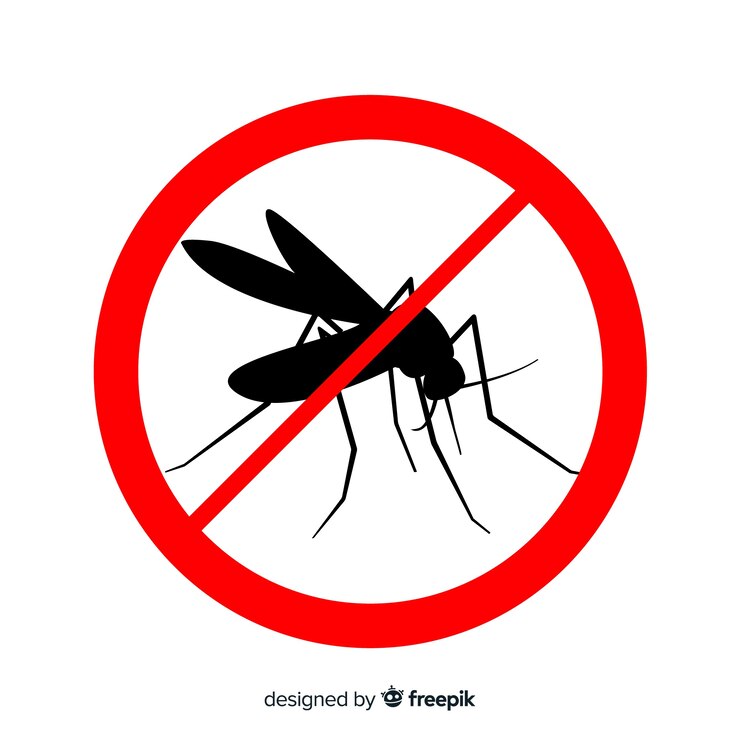 Vetor sinal de aviso de mosquito com design plano