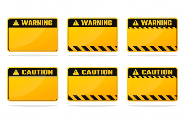 Vetor sinal de aviso preto amarelo deixe espaço para sua mensagem de aviso.
