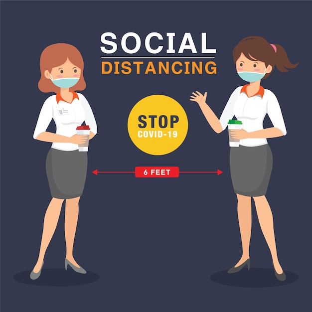 Sinal de distanciamento social com pessoas