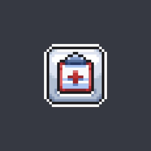 Sinal de documento médico em estilo pixel art