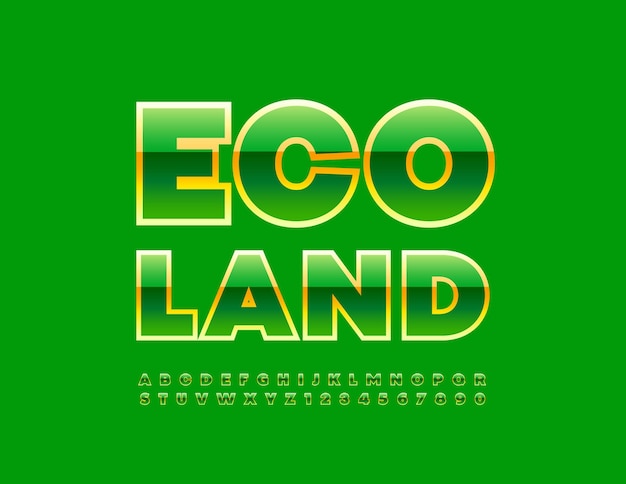 Sinal de eco de vetor eco land. fonte brilhante moderna. elegante conjunto de letras e números do alfabeto