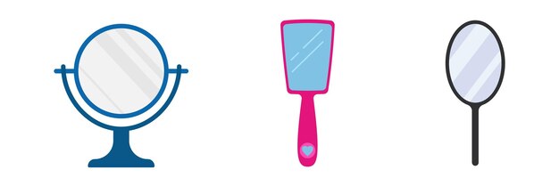 Sinal de espelho de mão Vector ícone ou conjunto de ilustração Barbearia e cabeleireiro